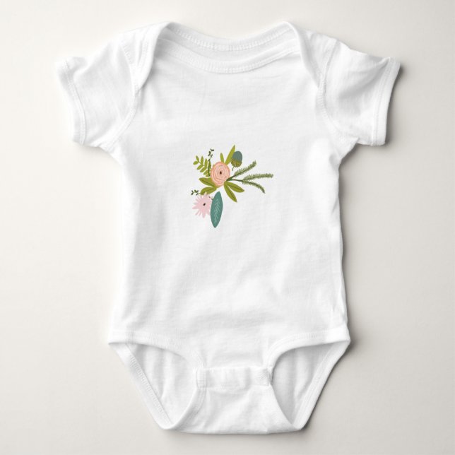 Ferns Rose Acorns Flower Girl Wedding Party Baby Strampler (Vorderseite)