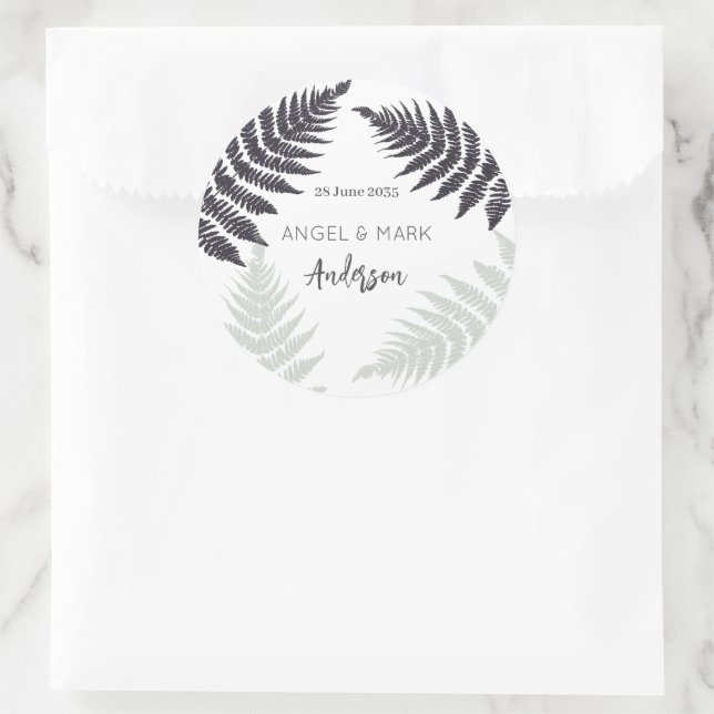 Ferns Woodland Garden Outdoor Wedding Runder Aufkleber (Tasche)