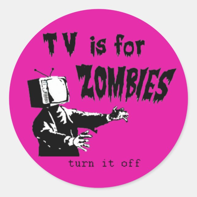 Fernsehen ist für Zombies Runder Aufkleber (Vorderseite)