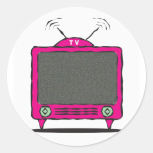 Fernseher / Fernseh-Symbol Runder Aufkleber