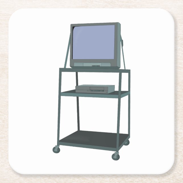 Fernseher und Videorecorder im Klassenzimmer 80er  Rechteckiger Pappuntersetzer (Vorderseite)