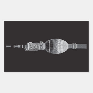 Fernsehturm (Fernsehturm), Berlin, Grau (tv14bw) Rechteckiger Aufkleber