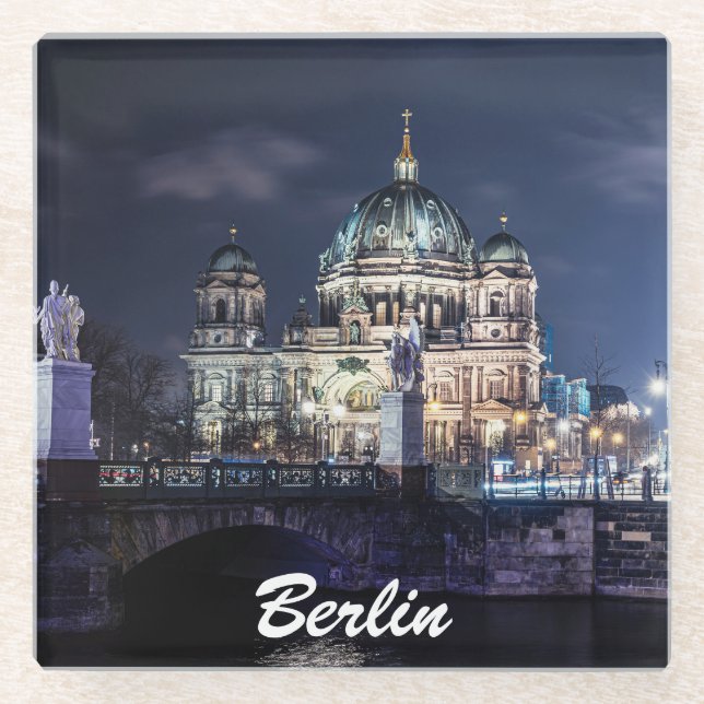 Fernsehturm und Berliner Dom in Berlin Glasuntersetzer (Vorderseite)