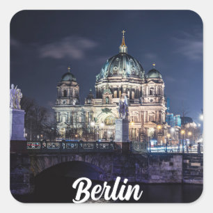 Fernsehturm und Berliner Dom in Berlin Quadratischer Aufkleber