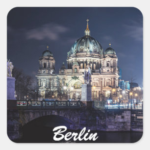 Fernsehturm und Berliner Dom in Berlin Quadratischer Aufkleber