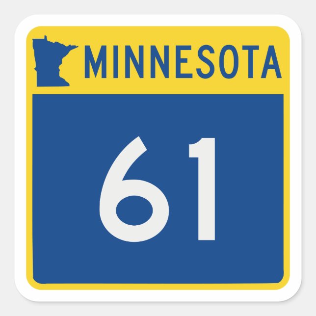 Fernverkehrsstraße Minnesota 61 Quadratischer Aufkleber (Vorderseite)