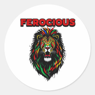 Ferocious Colorful Lion Runder Aufkleber