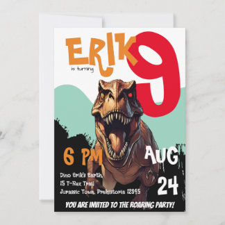 Ferocious T-Rex Roaring Dino Einladung zum Geburts