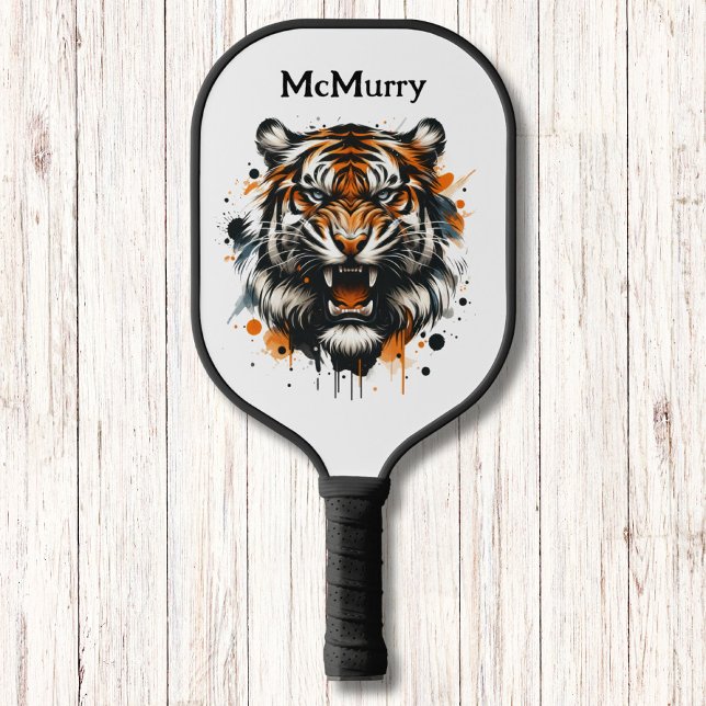 Ferocious Tiger Modern Monogram Pickleball Schläger (Von Creator hochgeladen)