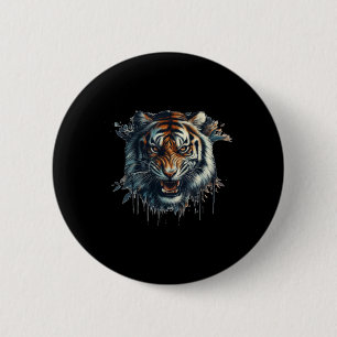 Ferocious Tiger Wasserfarbe Malaufkleber Button