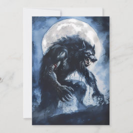 Ferocious Werewolf Watercolor Feriencard Feiertagskarte