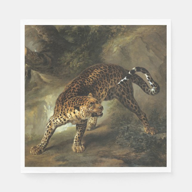 Ferocious Wild Leopard (von Jean-Baptiste Oudry) Serviette (Vorderseite)