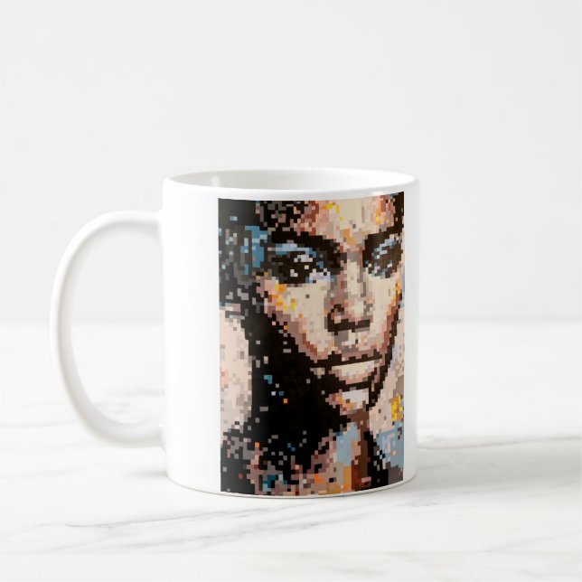 Ferocity Vibrant Pixel Art Portrait Kaffeetasse (Links)