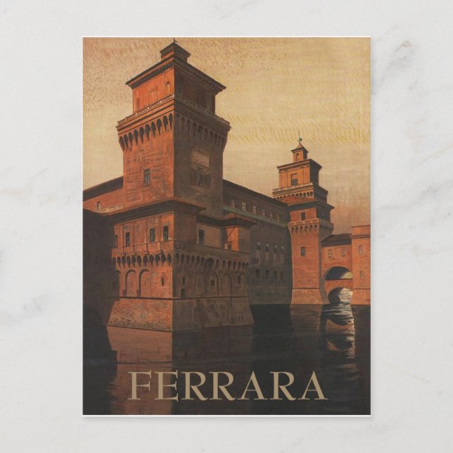 Ferrara, Este Castle, Italien. Vintage Postkarte (Vorderseite)
