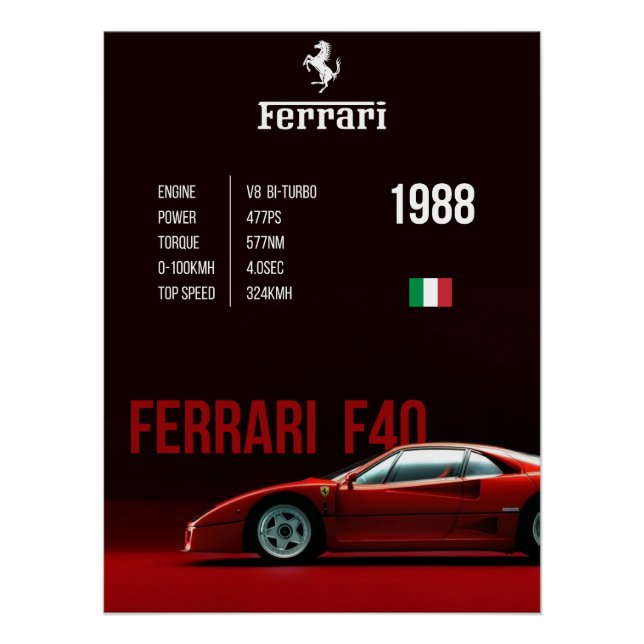 Ferrari F40 Poster (Vorderseite)