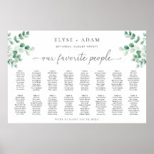 Ferras Greenery 16 Table Seating Chart Poster