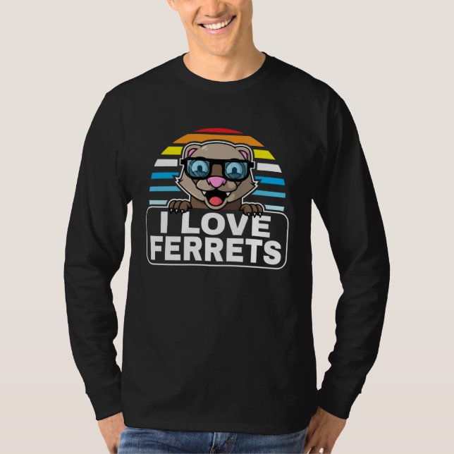 Ferre Ferret Clothes  Nerd Ferret With Glasses T-Shirt (Vorderseite)