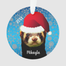 Ferret als Weihnachtsmannmütze verkaufen Ornament