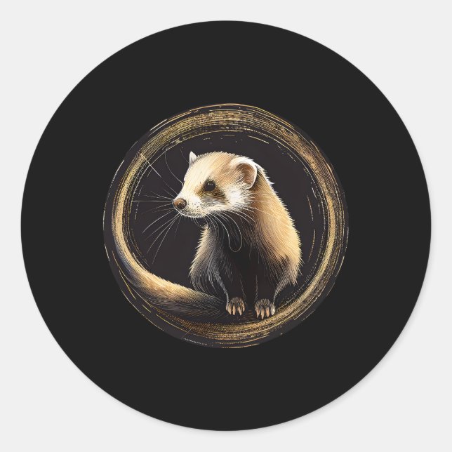 Ferret Animal Wildlife Ferrets Runder Aufkleber (Vorderseite)