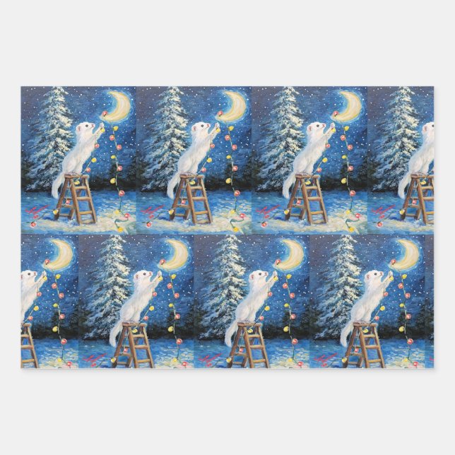 Ferret Christmas Wrapping Paper Geschenkpapier Set (Vorderseite)