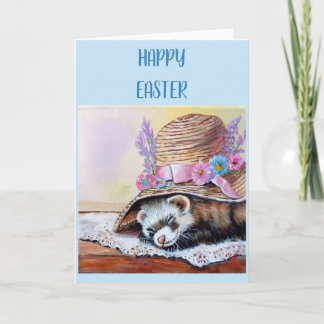 Ferret Easter Folded Greeting Card Karte