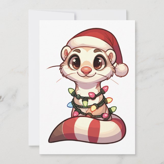 Ferret Frohe Weihnachten Wintertiere Niedlich Fret (Vorderseite)