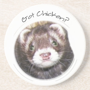 Ferret Gesicht Bild Got Hühnchen? Sandstein Untersetzer