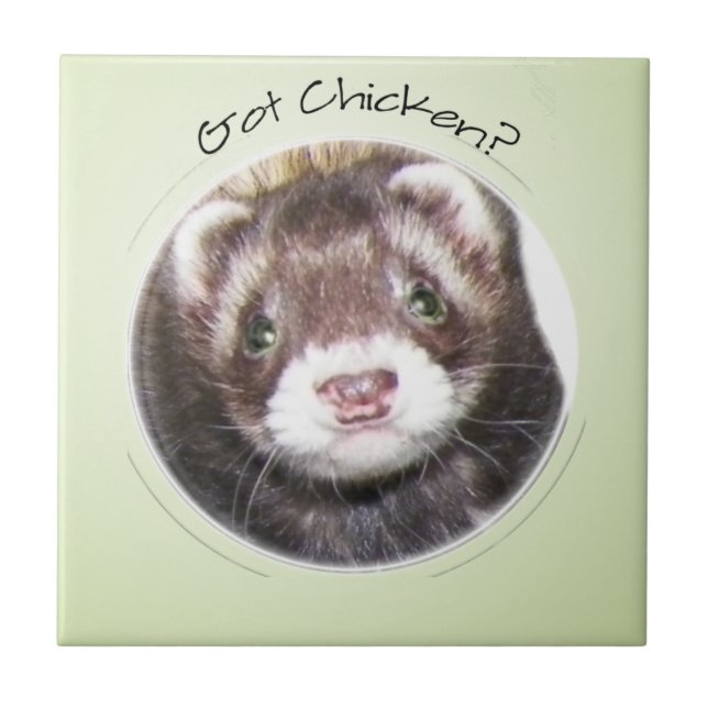 Ferret Gesicht Got Hühnchen? Fliese (Vorderseite)