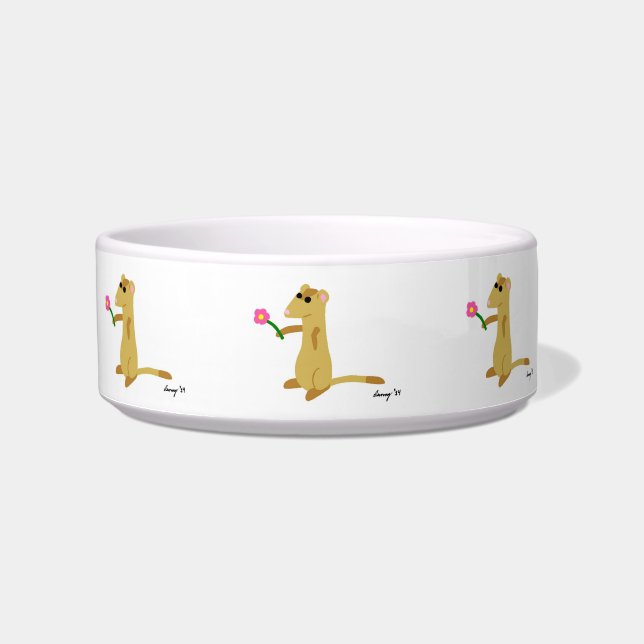 Ferret hält eine Blume Pet Bowl Napf (Vorderseite)