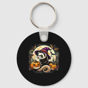 Ferret Hexe Halloween - Spooky Pumpkin Bats Art Schlüsselanhänger