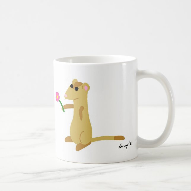 Ferret Holding A Blume Tasse (Rechts)