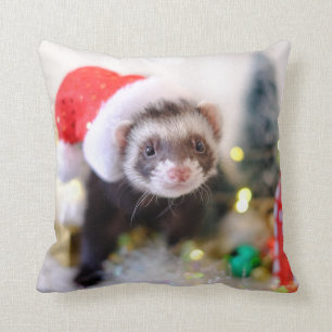 Ferret in der Weihnachtsmannmütze Weihnachtsdekora Kissen