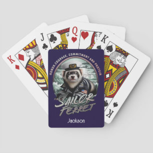 Ferret in Sailor Anzug und Ozeane Spielkarten