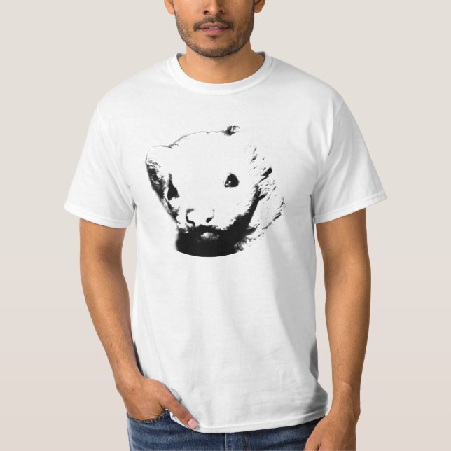 Ferret in Schwarz und Weiß T-Shirt (Vorderseite)