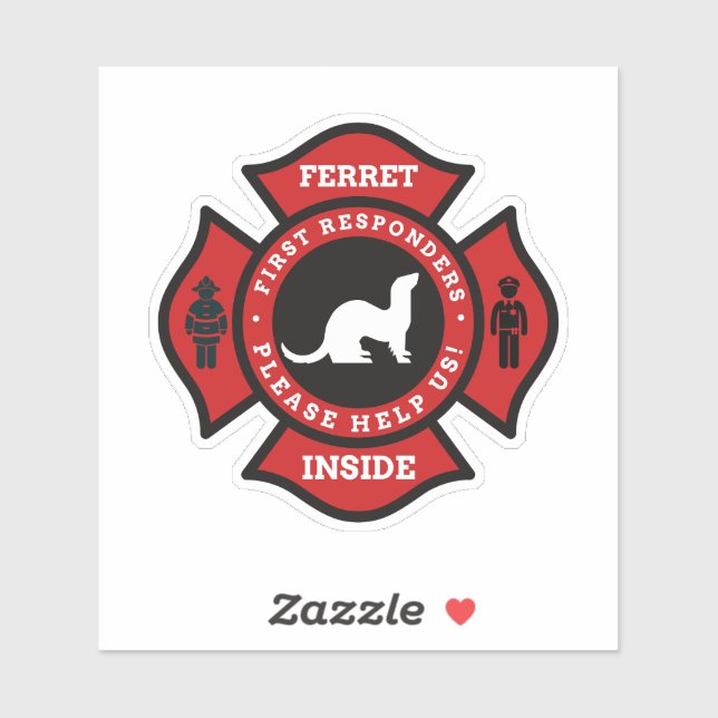 Ferret Inside Zuhause Pet Alert für die Feuerwehr Aufkleber (Blatt)