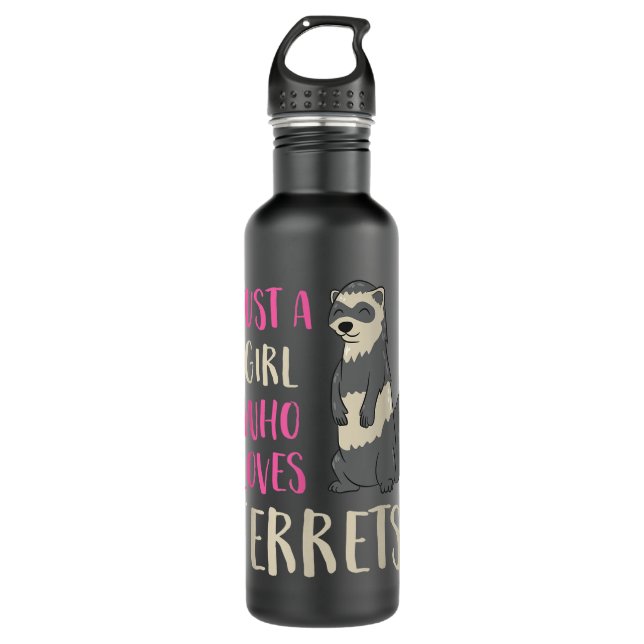 Ferret Mama Ferret Girl Nur ein paar Schritte von  Edelstahlflasche (Vorderseite)