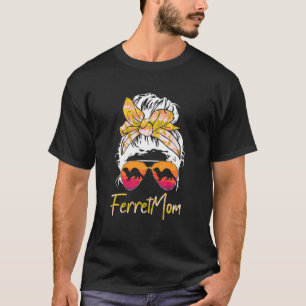 Ferret Mama T-Shirt Messy Bun Haare Brille Design