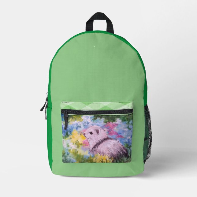 Ferret N Blume Backpack Bedruckter Rucksack (Vorderseite)