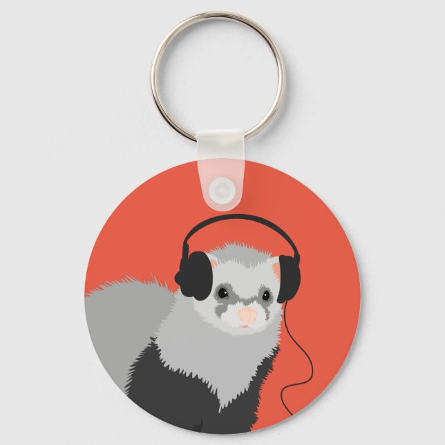 Ferret QR Code Music Lover Schlüsselanhänger (Vorderseite)
