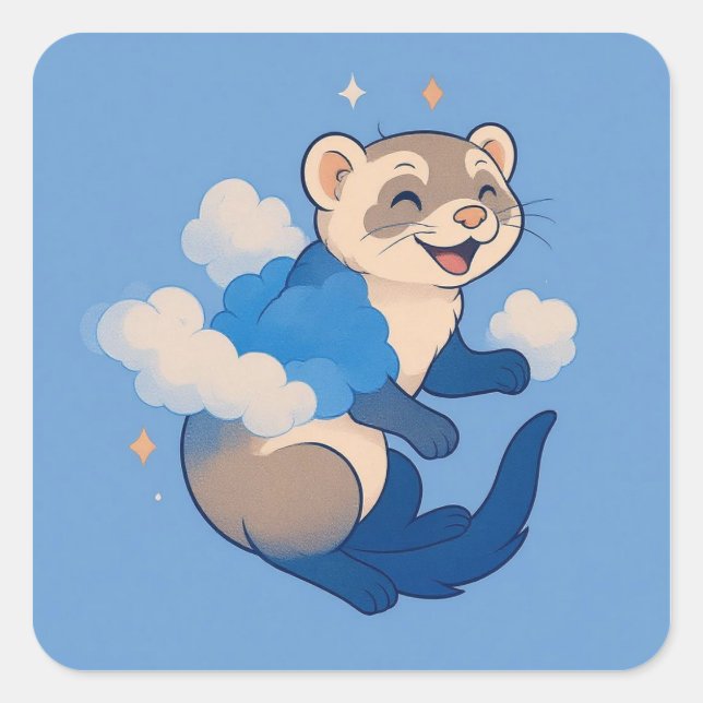 Ferret Quadratischer Aufkleber (Vorderseite)