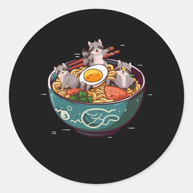 Ferret Ramen Noodles Anime Kawaii Japanisch Otaku  Runder Aufkleber (Vorderseite)
