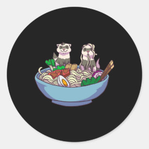 Ferret Ramen Noodles Anime Kawaii Japanisch Otaku Runder Aufkleber