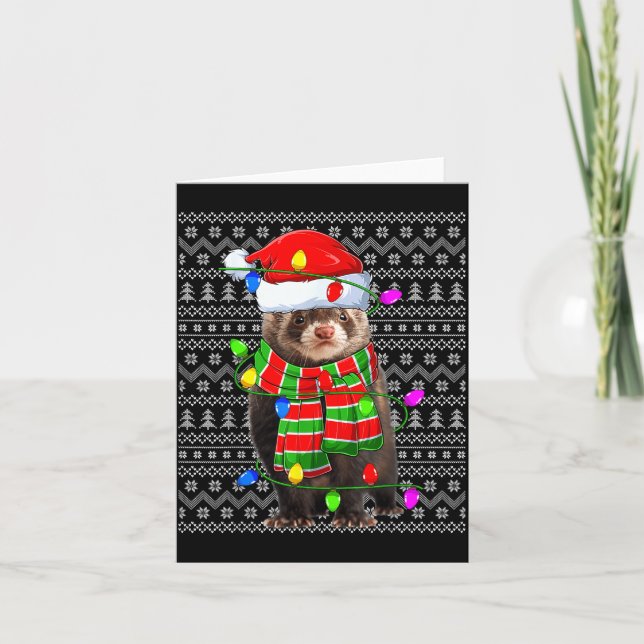 Ferret Ugly Xmas Lighting Santa Ferret Christmas  Karte (Vorderseite)