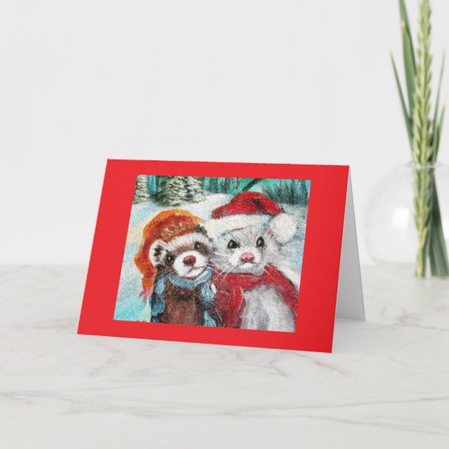 Ferret Winter Blank Greycard Karte (Vorderseite)