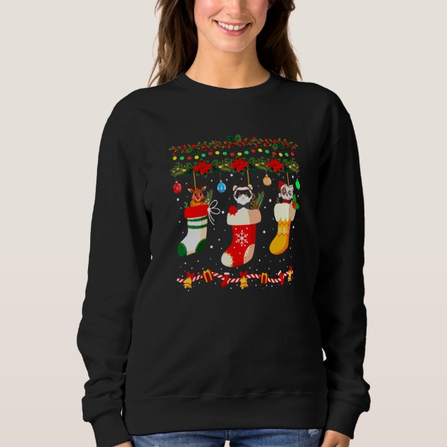Ferret Xmas Socks Ferret Weihnachts Pajama Familie Sweatshirt (Vorderseite)