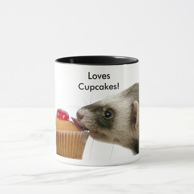 Ferrets Love Cupcakes Mug (Centre)