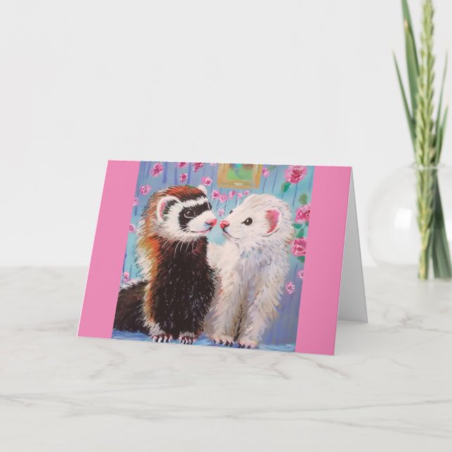 Ferrets Valentine Candy Blank Grußkarte Dankeskarte (Vorderseite)