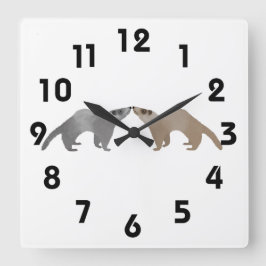 Ferrets Wall Clock Quadratische Wanduhr