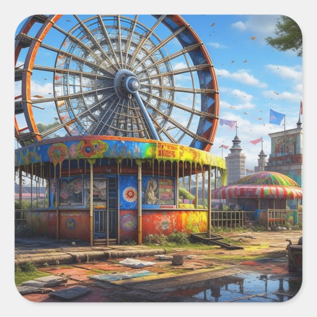Ferris Wheel Ai art Quadratischer Aufkleber (Vorderseite)