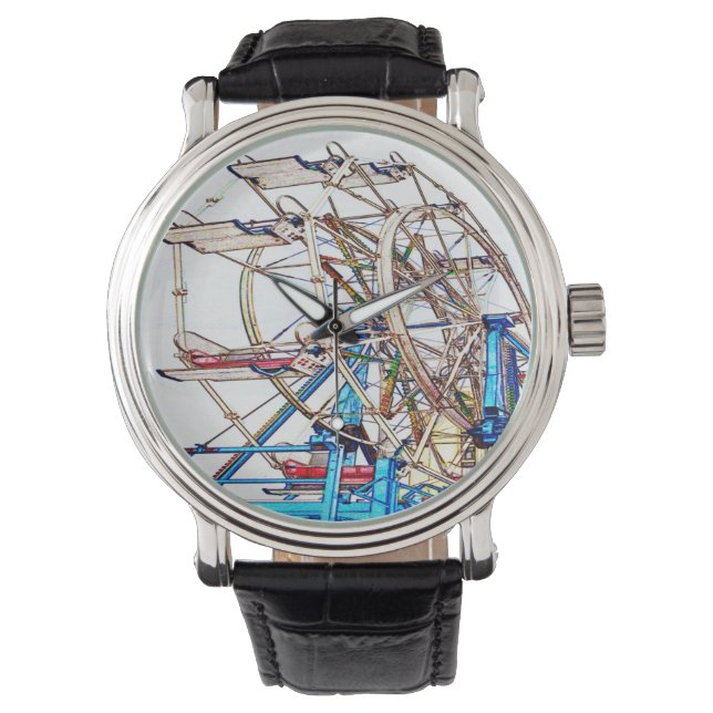 Ferris Wheel-Chalk-Kontur von Shirley Taylor Armbanduhr (Vorderseite)